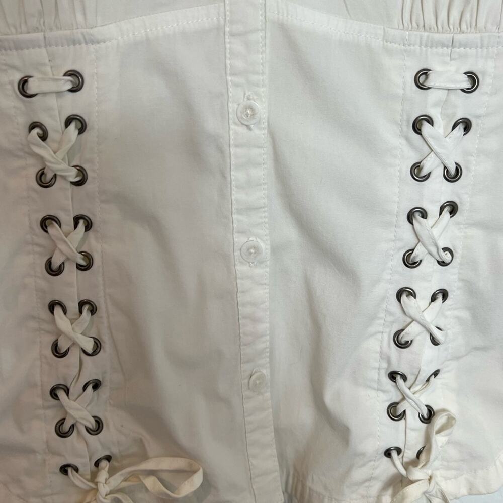 Harley Davidson Blue White Embroidered Women Short Sleeve Blouse Size Small - Picture 6 of 6